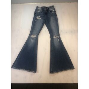 Flying Monkey Womens Jeans Bell Bottom Distressed Ladies Jeans Size23
